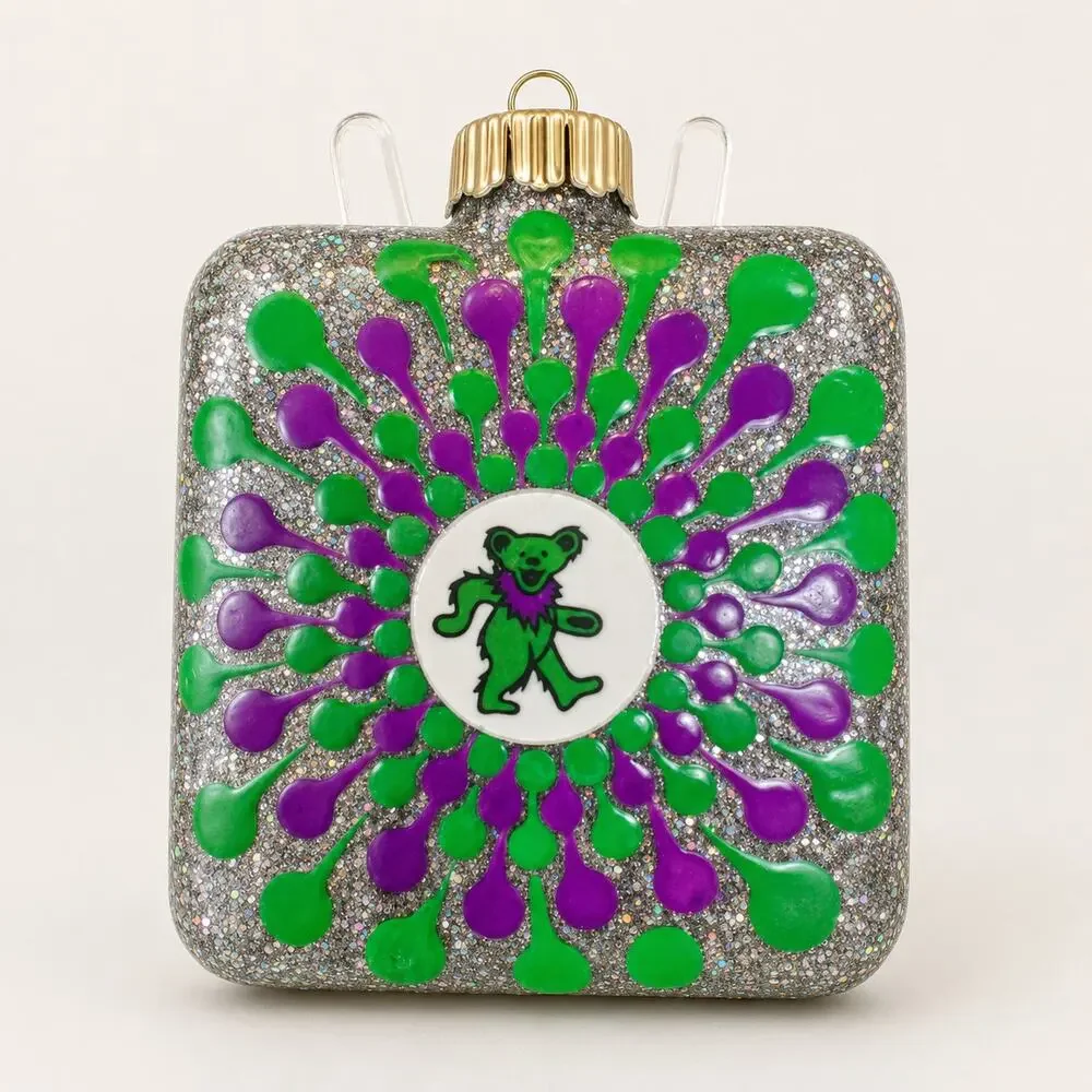 Grateful Dead Green Bear Hand Painted 3 Inch Shatterproof Ornament